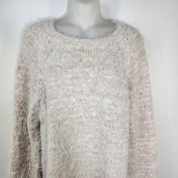 Lou & Grey Womens Sweater Large Long Sleeve Pullover Fuzzy Eyelash Knit Speckled - Picture 3 of 8